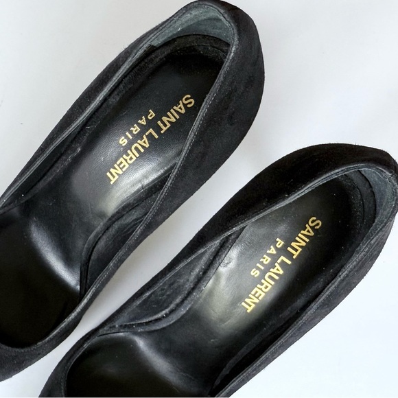 Saint Laurent Black Suede Pointed Toe High Heel Pumps 37 - Picture 11 of 16